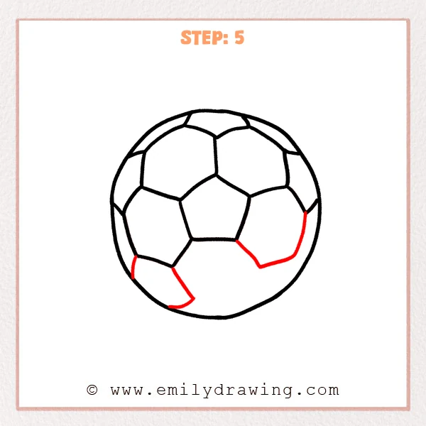 how to draw a soccer ball - Step 5